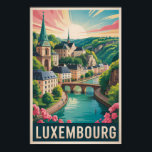 Luxembourg Landscape Illustration Travel Art Retro Poster<br><div class="desc">Luxembourg retro vector travel design. Luxembourg, the heart of Europe, is a small yet stunning country known for its medieval fortresses, scenic valleys, and cosmopolitan capital.</div>