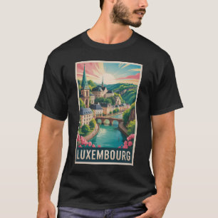 Luxembourg Landscape Illustration Travel Art Retro T-Shirt