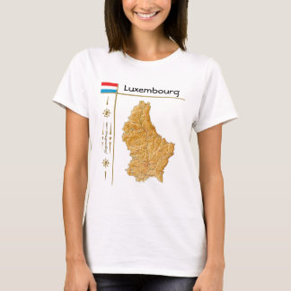 Luxembourg Map + Flag + Title T-Shirt