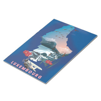 Luxembourg Map illustrated travel poster. Notepad