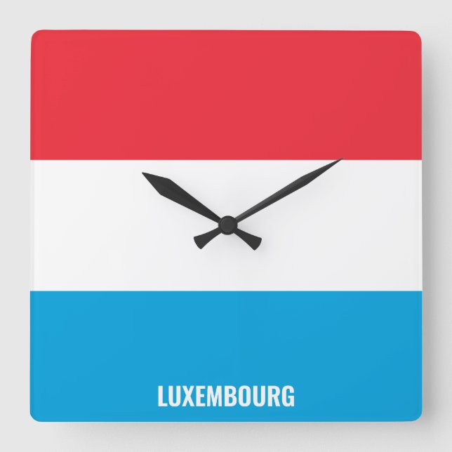 Luxembourg National Flag Patriotic Square Wall Clock (Front)
