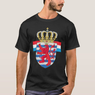 Luxembourg National Lion Emblem and Flag T Shirt