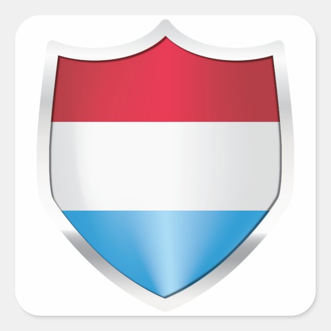 Luxembourg Silver Shield Flag Square Sticker (Front)