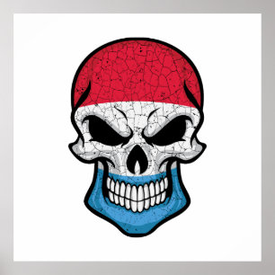 Luxembourg Smiling Skull Flag  Poster