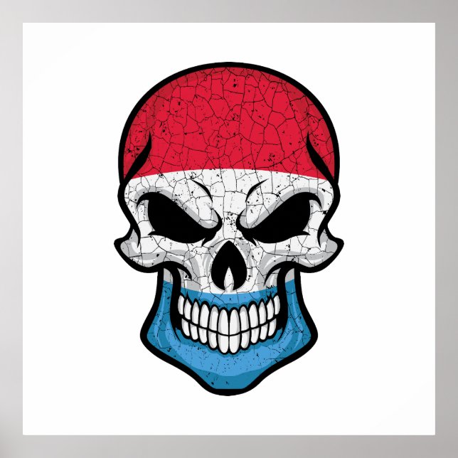 Luxembourg Smiling Skull Flag  Poster (Front)