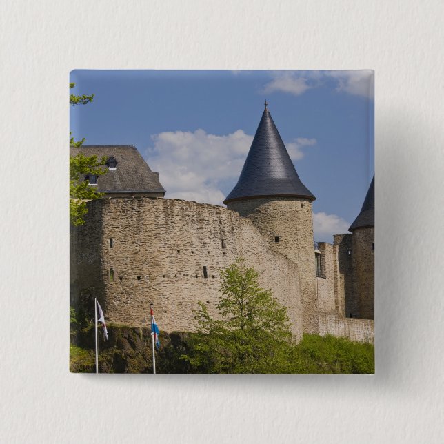 Luxembourg, Sure River Valley. Bourscheid, 2 Inch Square Button (Front)