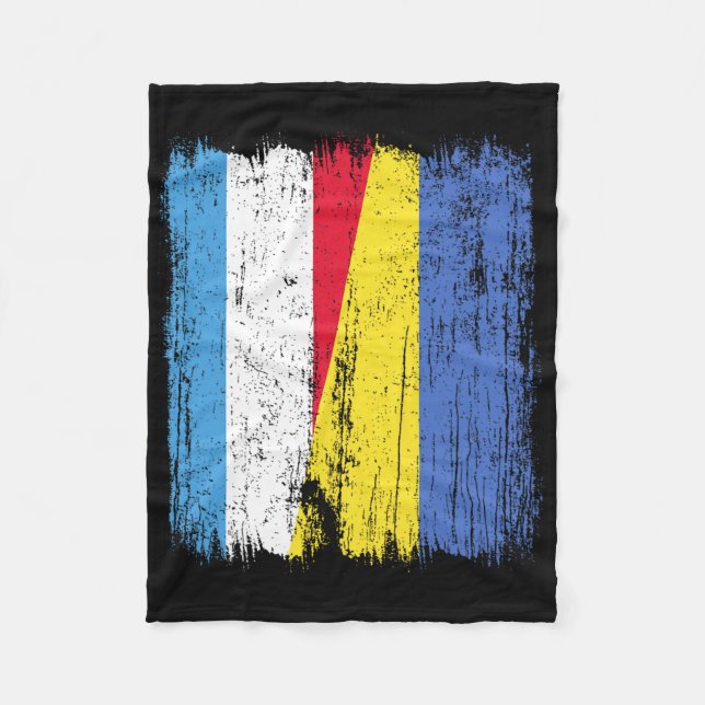 Luxembourg Ukraine Half Flag Luxembourgish Ukraini Fleece Blanket (Front)
