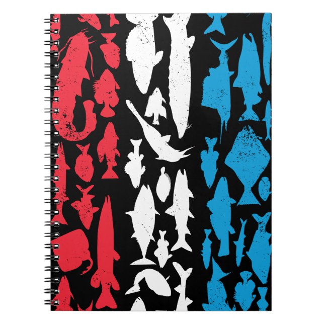 Luxembourgian Flag Made of Fish – Fishing Design Notebook (Front)