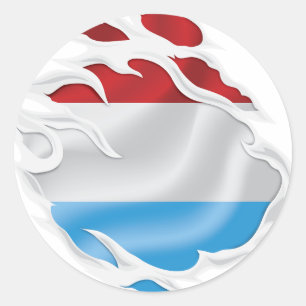 LuxembourgRipped Flag Classic Round Sticker