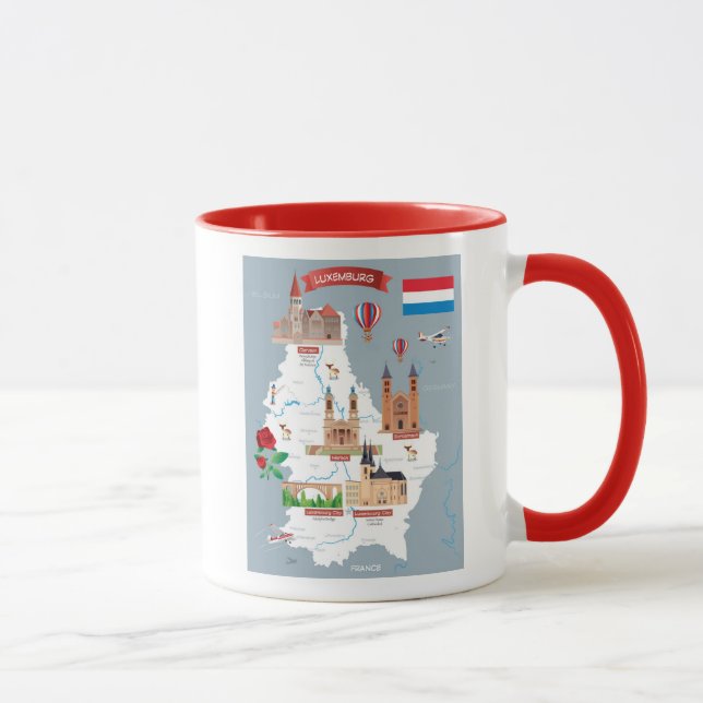 Luxemburg Cartoon Map Mug (Right)
