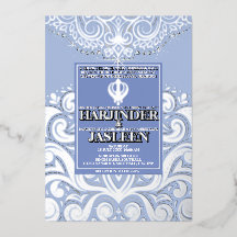 LuxGlitter Blue Silver Sikh Anand Karaj Wedding