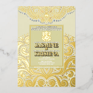 LuxGlitter Ivory Gold Ganesha Hindu Wedding