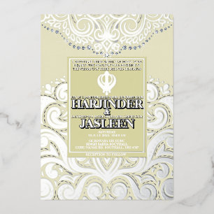 LuxGlitter Ivory Silver Sikh Anand Karaj Wedding