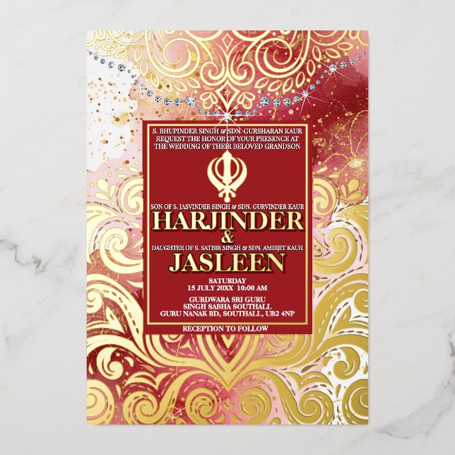 LuxGlitter Pink & Gold Sikh Anand Karaj Wedding (Front)