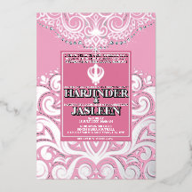 LuxGlitter Pink Silver Sikh Anand Karaj Wedding