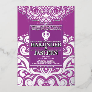 LuxGlitter Purple Silver Sikh Anand Karaj Wedding