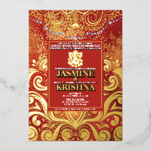 LuxGlitter Red Gold Hindu Ganesha Indian