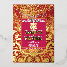 LuxGlitter Red Gold Hindu Ganesha Indian