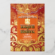 LuxGlitter Red Gold Hindu Ganesha Indian
