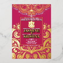 LuxGlitter Rose Pink Gold Ganesha Hindu Wedding