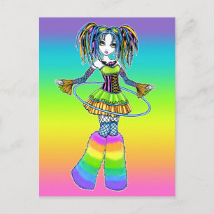 "Luxie" Rainbow Cyber Goth Hula Hoop Fae Postcard