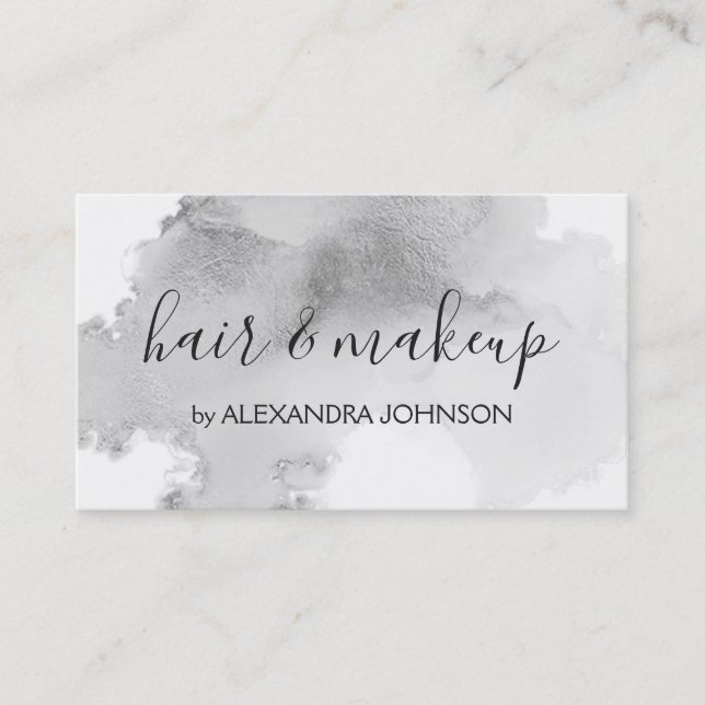 Luxiry Silver Foil Wash Girly Business Card (Front)