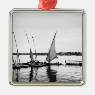 Luxor Egypt, Feluccas on the Nile 2 Metal Ornament
