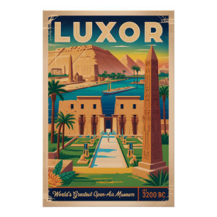 Luxor Egypt Retro Travel Poster Art Print