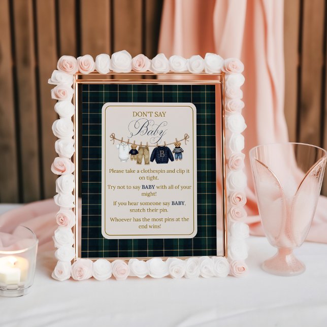 Luxsary  Bear Plaid Baby Shower Dont Say Game Poster (Creator Uploaded)