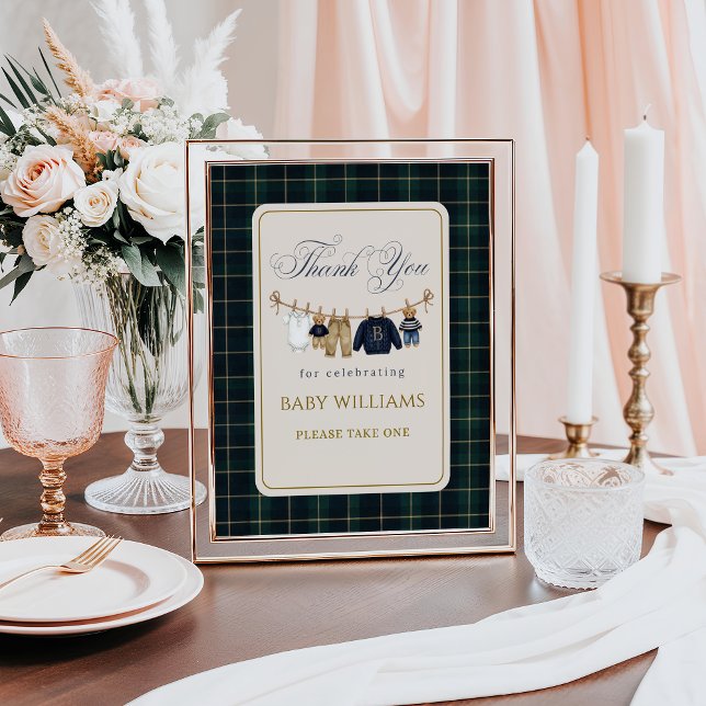 Luxsary  Bear Plaid Baby Shower Favors Poster (Creator Uploaded)