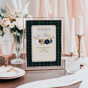 Luxsary Bear Plaid Baby Shower Wishes for Baby Poster