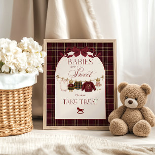 Luxsary Teddy Baby Shower Girl Plaid Sweet Treat Poster