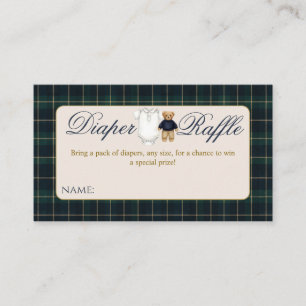 Luxsary Teddy Bear Plaid Baby Shower Diaper Raffle Enclosure Card