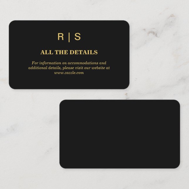 Luxuary Blac & Gold Wedding Enclosure Card (Front/Back)