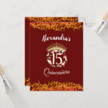 Luxueuse Bourgogne Quinceañera Espagne Invitation