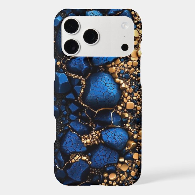 Luxueux Blue & Gold Abstrait iPhone 17 Pro Max (Verso)
