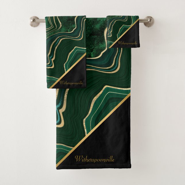 LUXUEUX EMERALD VERT MARBRE OR 2 PERSONNALISÉ (En situation)