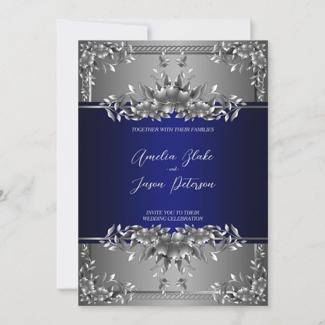 Luxueux Faire-part de mariage floral de sculpture  (Devant)