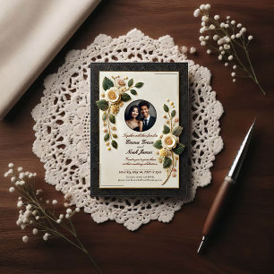 Luxueux Faire-part de mariage noir et or