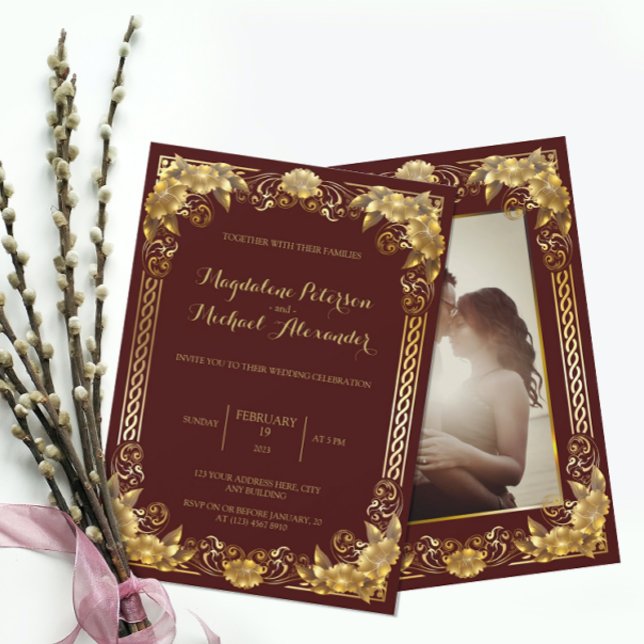 Luxueux Faire-part de mariage Regal Gold Frame (Créateur téléchargé)