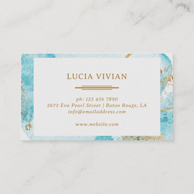 Luxueux Golden Blue Lake Carte de visite (Dos)