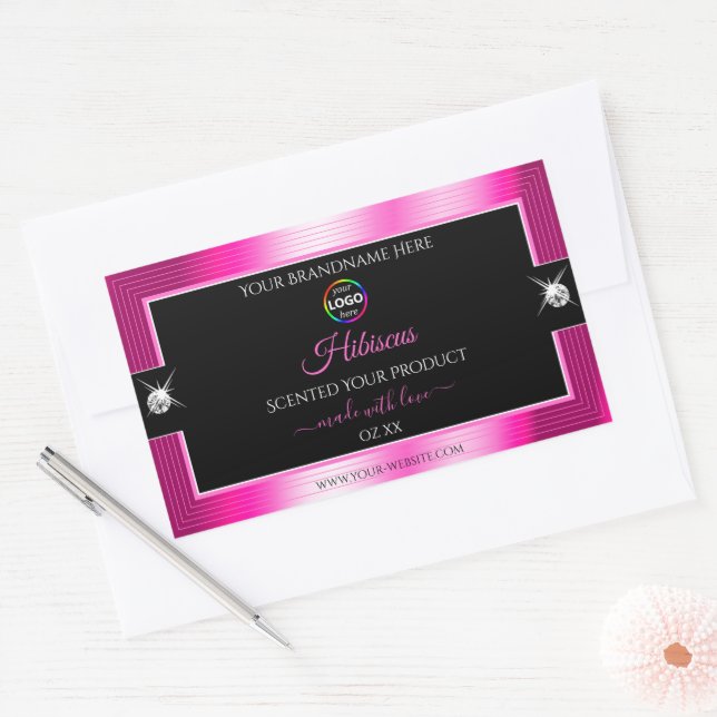 Luxueux noir brillant rose avec logo Étiquette pro (Enveloppe)