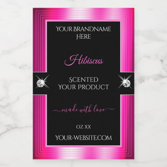 Luxueux noir rose brillant brillant Étiquette prod (Étiquettes simples)