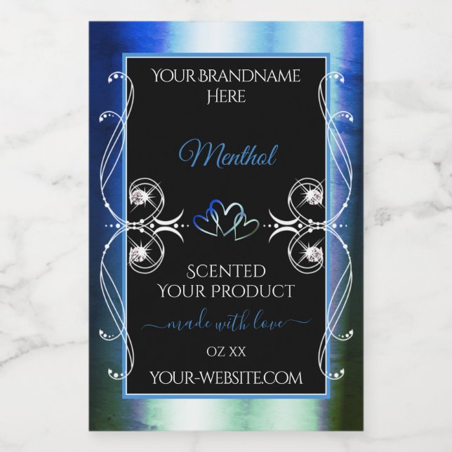 Luxueux Ornate Bleu Turquoise Noir Étiquettes (Étiquettes simples)