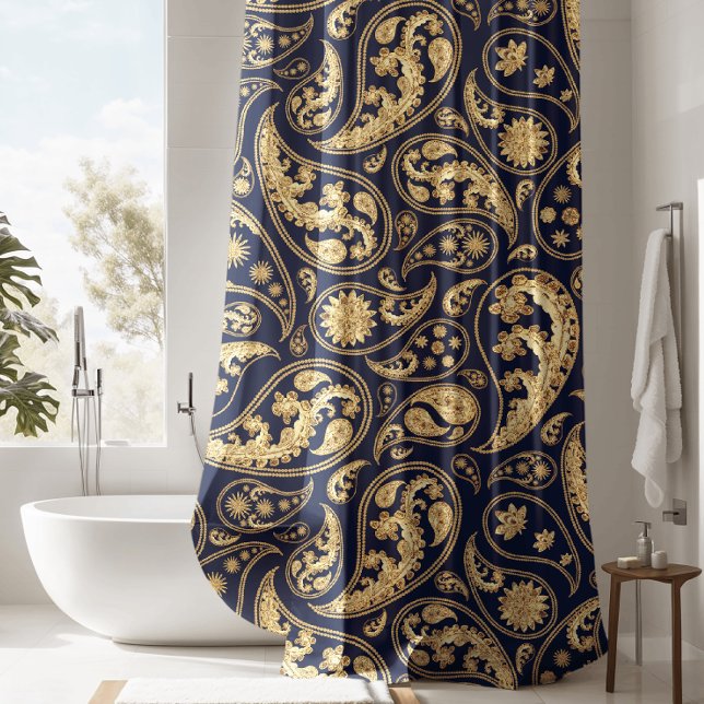 Luxueux rideau de douche Paisley Noir (Créateur téléchargé)