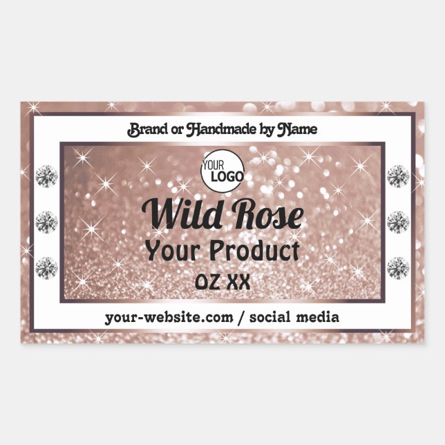 Luxueux Rose Gold Parties scintillant Étiquette de (Devant)