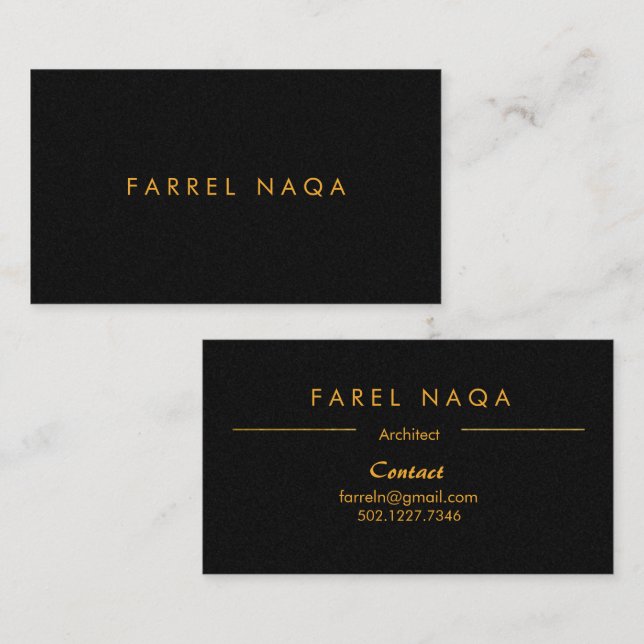 Luxueux texte Gold en noir Carte de visite à huile (Devant / Derrière)