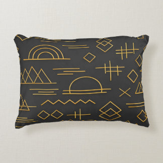 Luxurious 3D Gold Embossed Geometric Pattern Accent Pillow