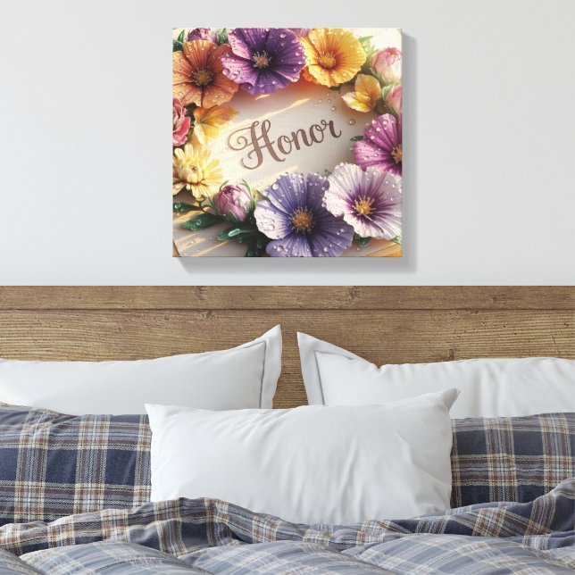 Luxurious 3D Greeting Card with Floral Design  Canvas Print (Insitu(Bedroom))