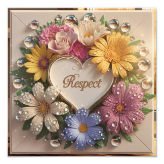 Luxurious 3D Greeting Card with Floral Design  Photo Print